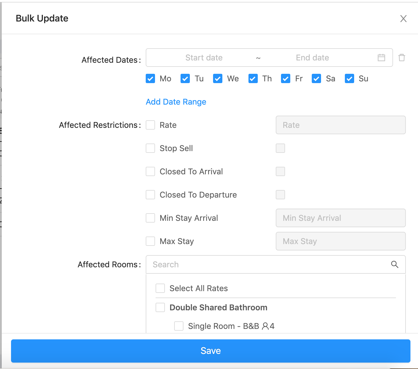 หน้าต่างของ Bulk Update